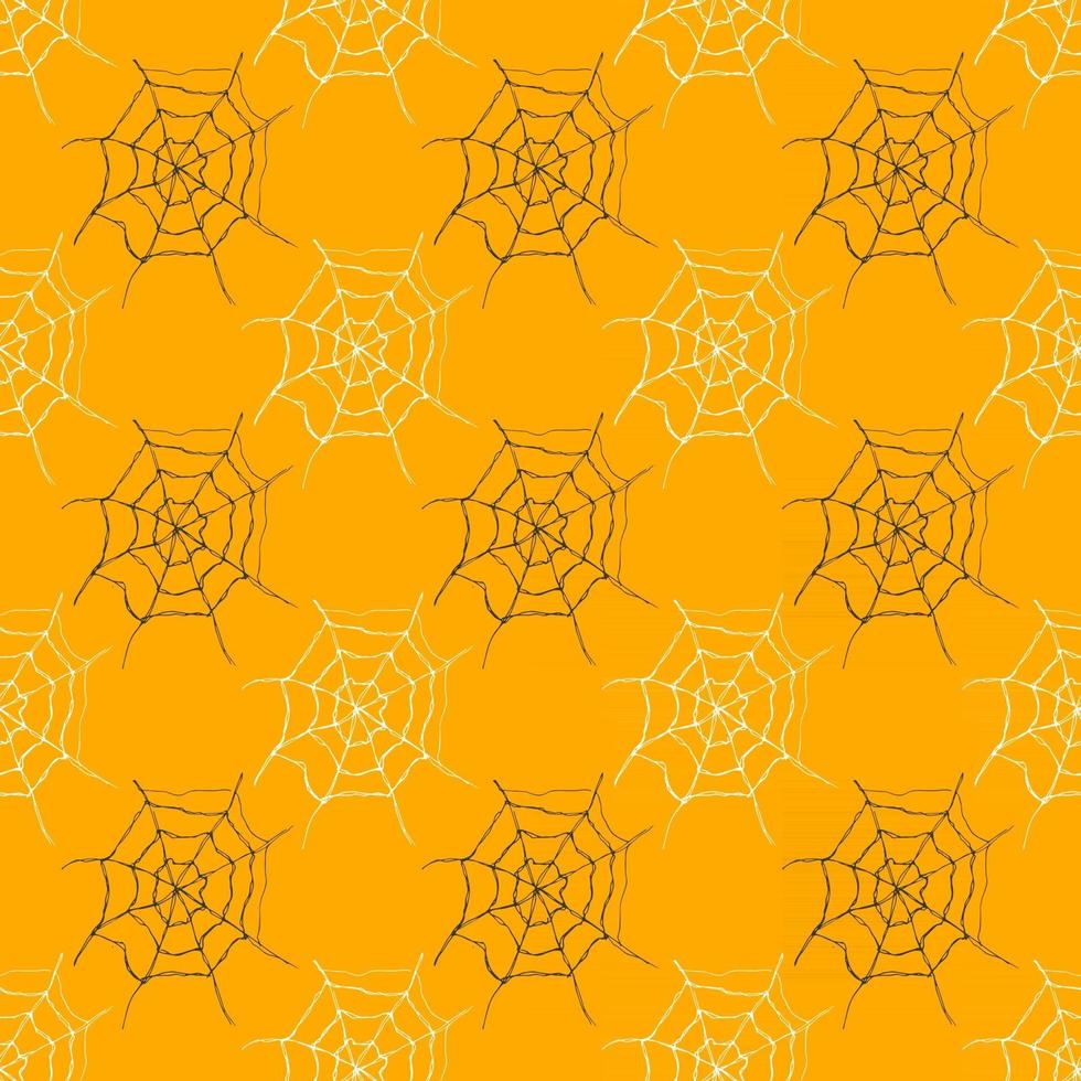 Ilustración de vector de patrones sin fisuras de tela de araña. fondo web bosquejado dibujado a mano