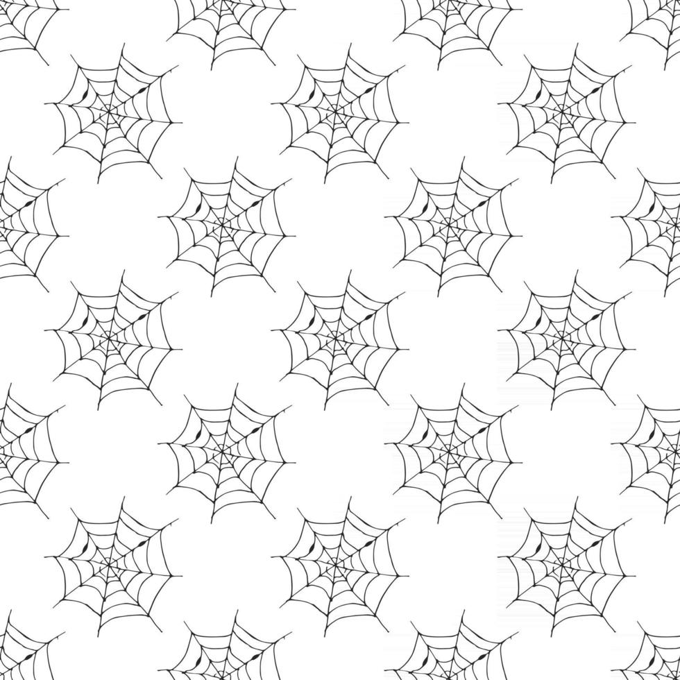 Spider web seamless pattern vector illustration. Hand drawn sketched web background