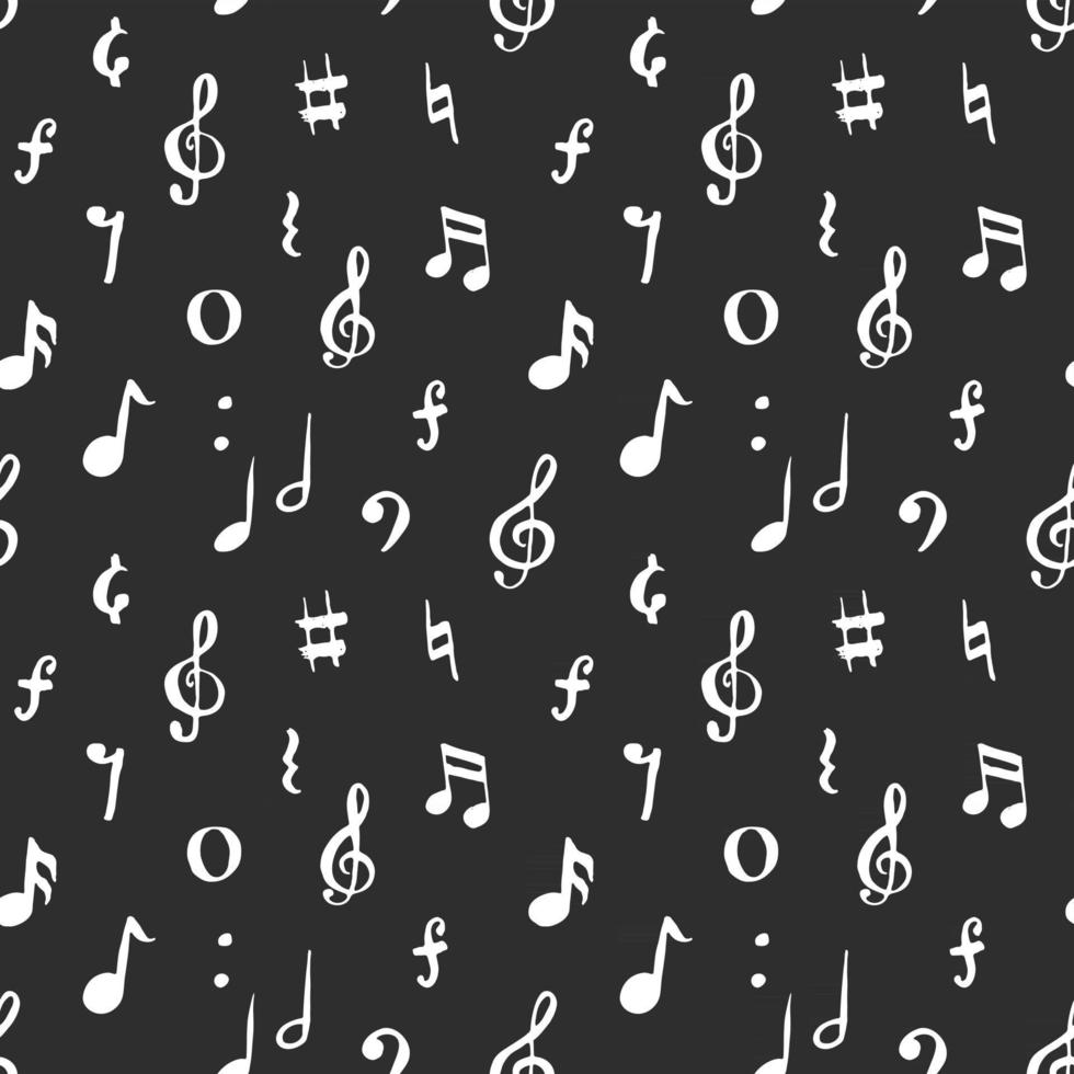 Music note seamless pattern vector illustration. Hand drawn sketched doodle music notes symbols