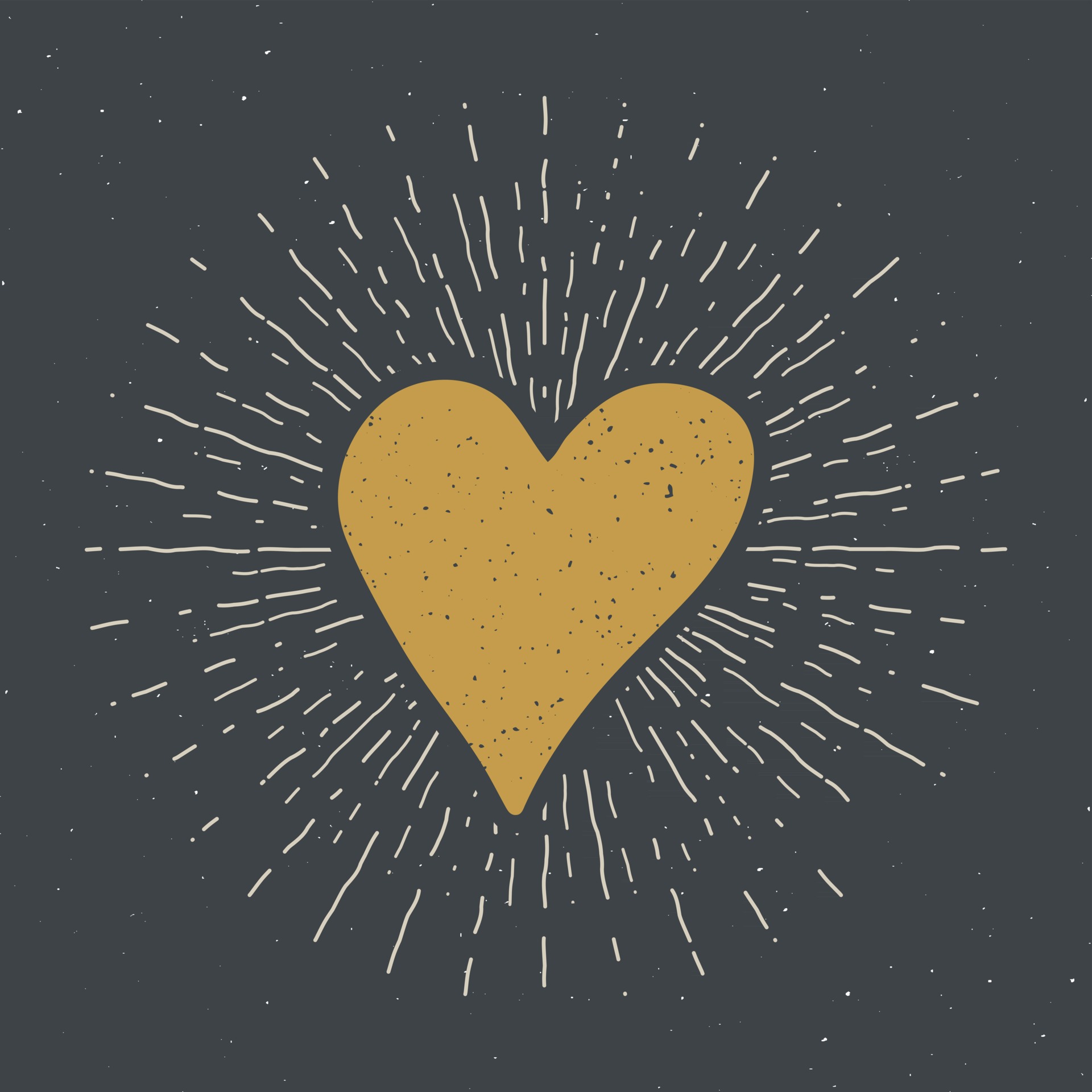 Heart symbol hand drawn sketch doodle. Vintage label, grunge ...