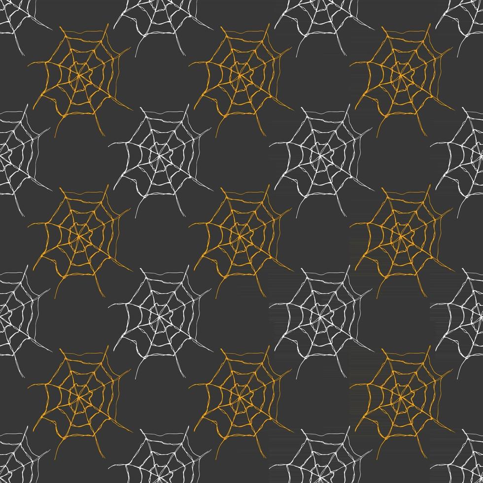 Spider web seamless pattern vector illustration. Hand drawn sketched web background