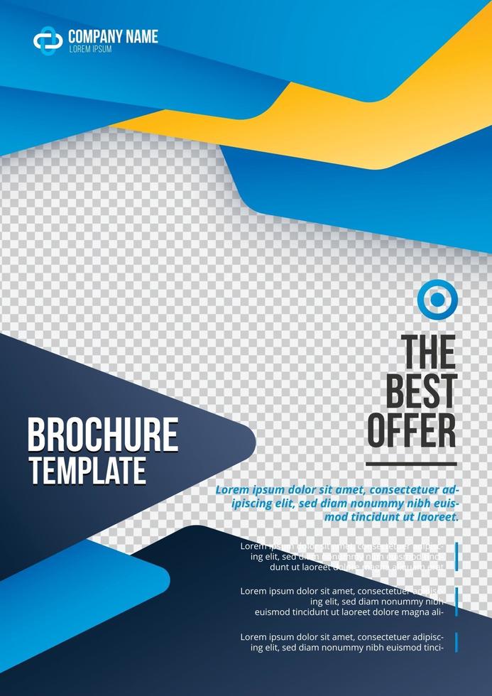 Business brochure or leaflet, flyer template with blank image layout. vector