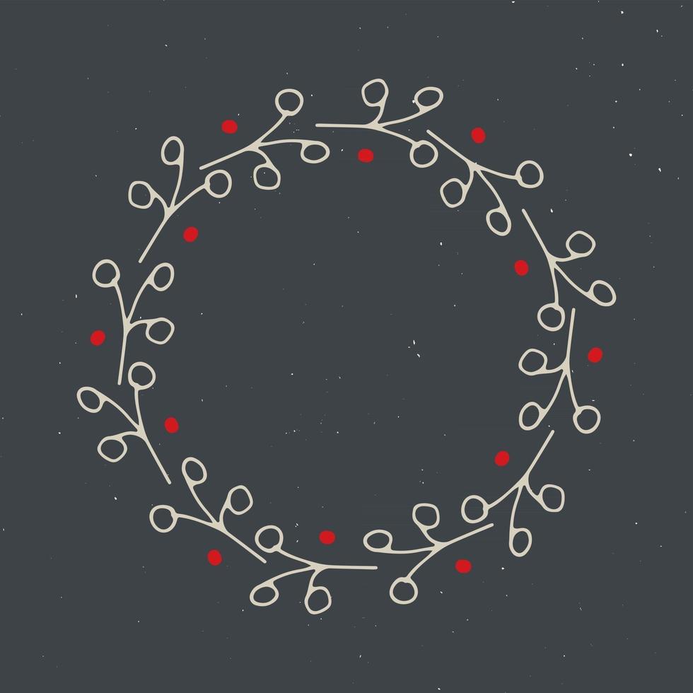 Christmas wreath Round Frames set hand drawn doodles. Vector illustration