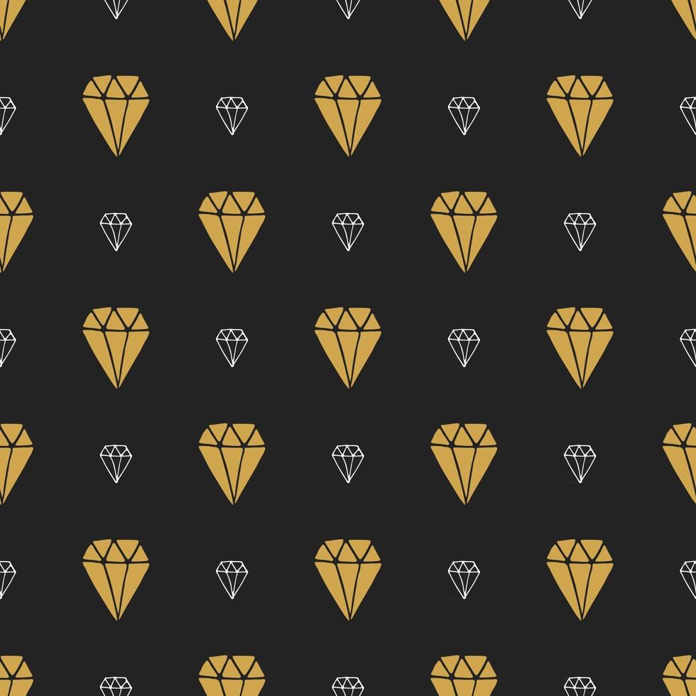 Diamond seamless pattern vector illustration. Hand drawn sketched doodle diamond symbols background