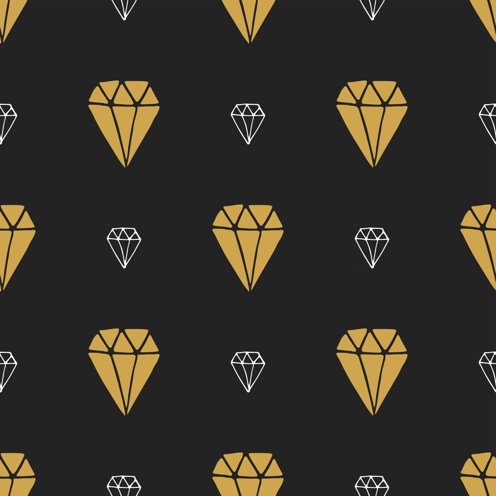 Diamond seamless pattern vector illustration. Hand drawn sketched doodle diamond symbols background