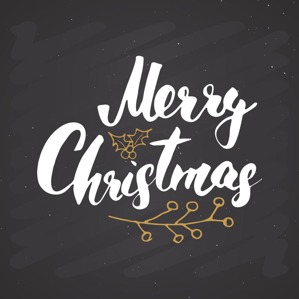 Feliz Navidad letras caligráficas. diseño de saludos tipográficos. Letras de caligrafía para saludo navideño. Ilustración de vector de texto de letras dibujadas a mano