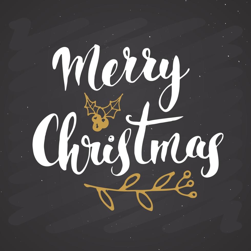 Feliz Navidad letras caligráficas. diseño de saludos tipográficos. Letras de caligrafía para saludo navideño. Ilustración de vector de texto de letras dibujadas a mano