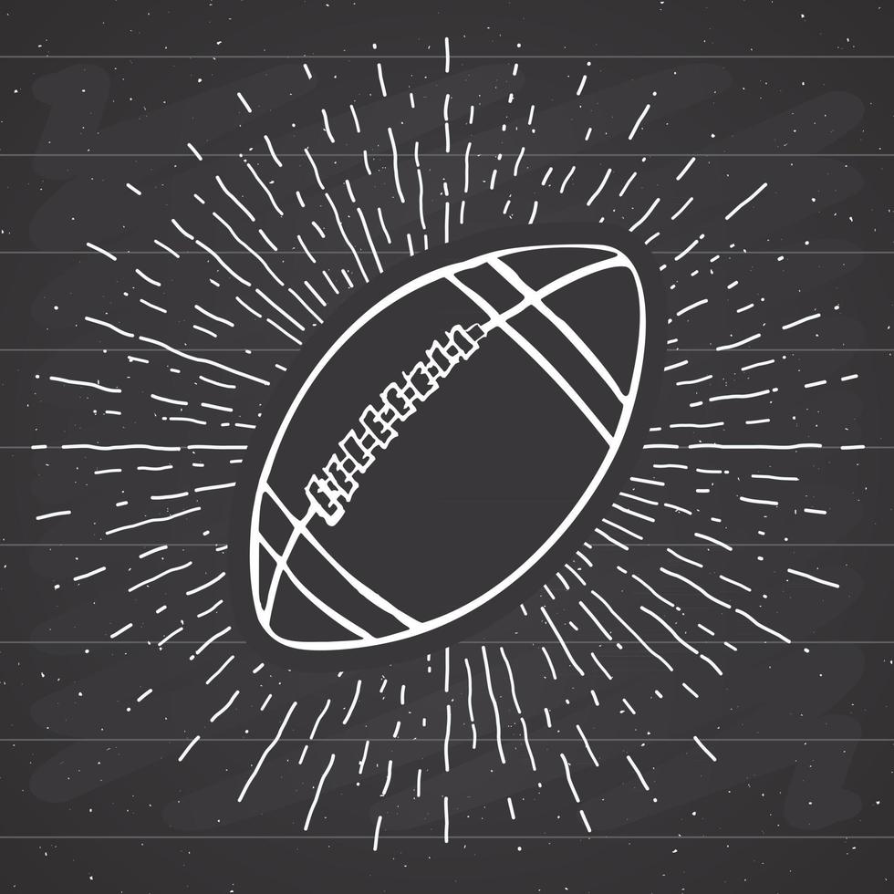 fútbol, etiqueta vintage de pelota de rugby, boceto dibujado a mano, insignia retro con textura grunge, estampado de camiseta de diseño de tipografía, ilustración vectorial vector