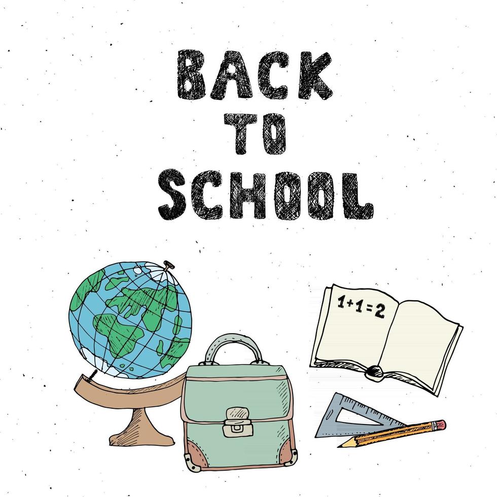 Back to School hand drawn sketch doodles set, vector illustration.