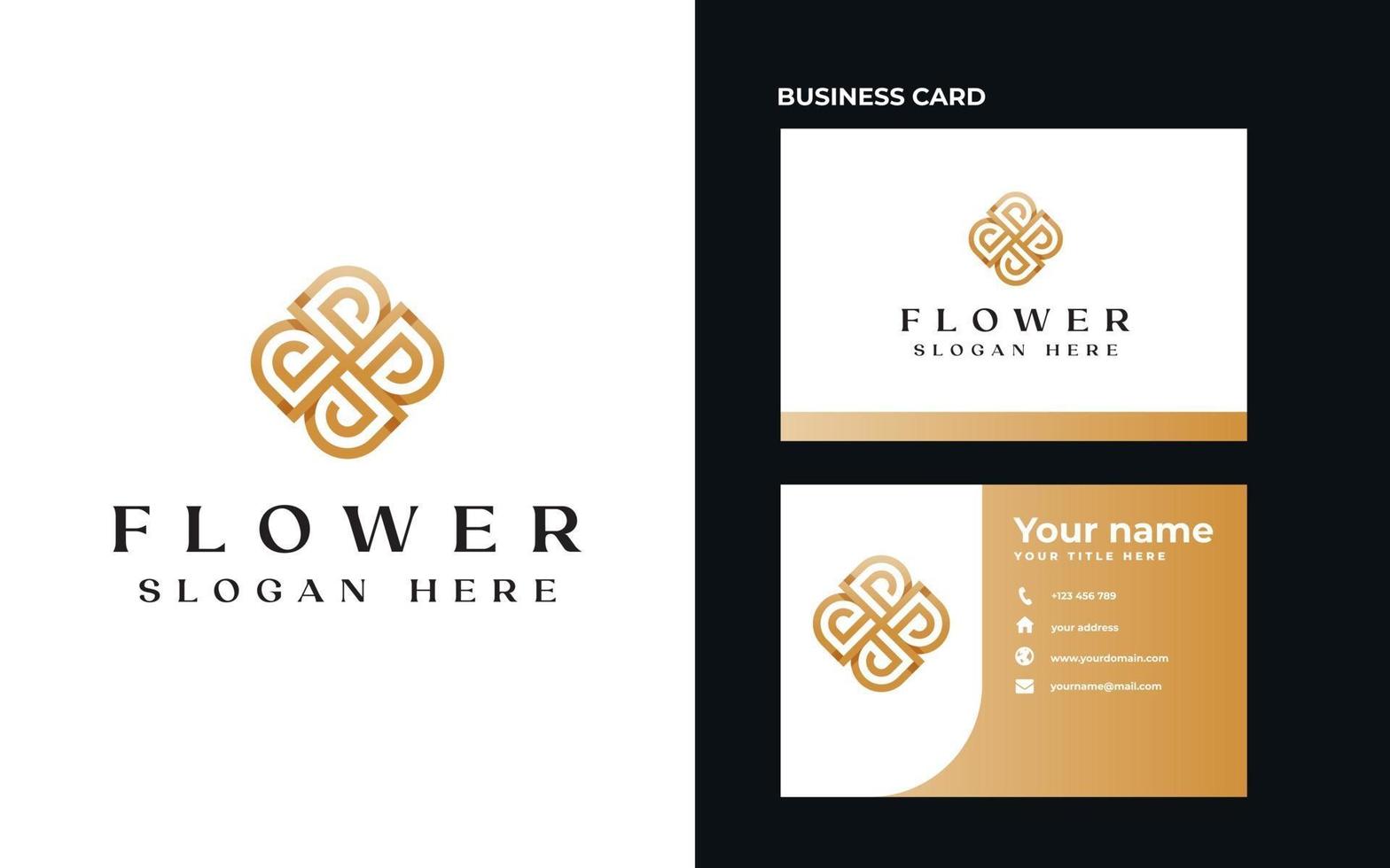 Letter D Golden Flower Monogram Logo Template. Vector Illustration