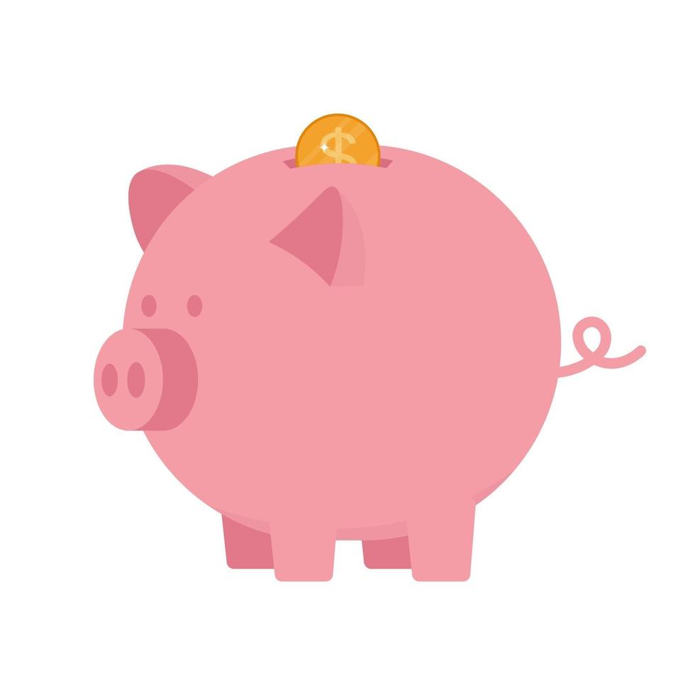 Piggy bank. Vector illustration in flat style, isolated on white background