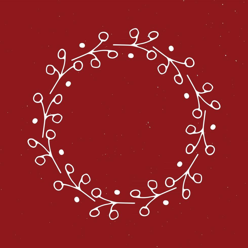 Christmas wreath Round Frames set hand drawn doodles. Vector illustration