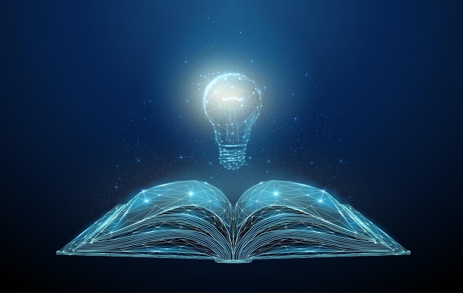 Abstract low poly open book with exclamation mark. vector