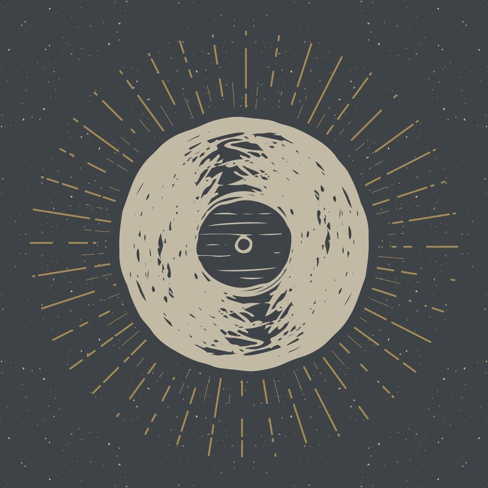 Vinyl record vintage label, Hand drawn sketch, grunge ...