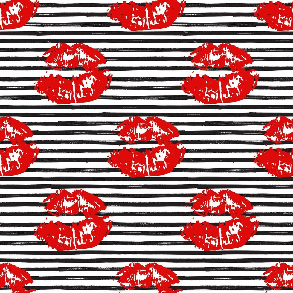 Kiss, Lips Seamless Pattern background. Vector Illustration isolated on white.