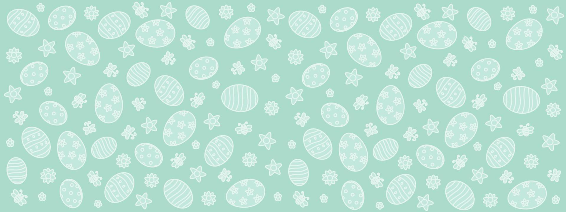 Cute hand drawn easter horizontal pattern with flowers butterflies easter eggs beautiful background great for easter cards banner wallpaper vector design