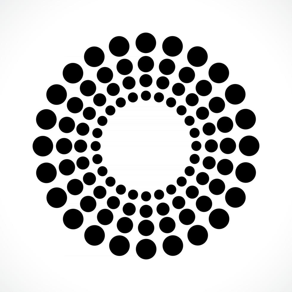 Black abstract vector circle frame halftone dots logo emblem design. Round border Icon using circle dots texture.Vector illustration EPS 10