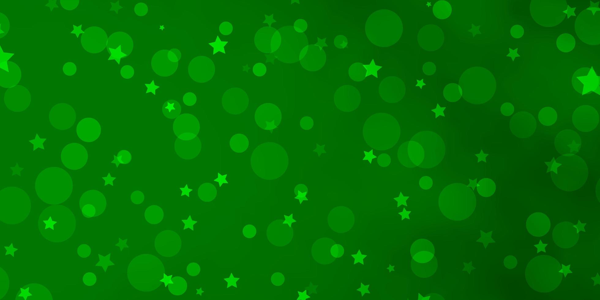 Fondo de vector verde claro con círculos estrellas