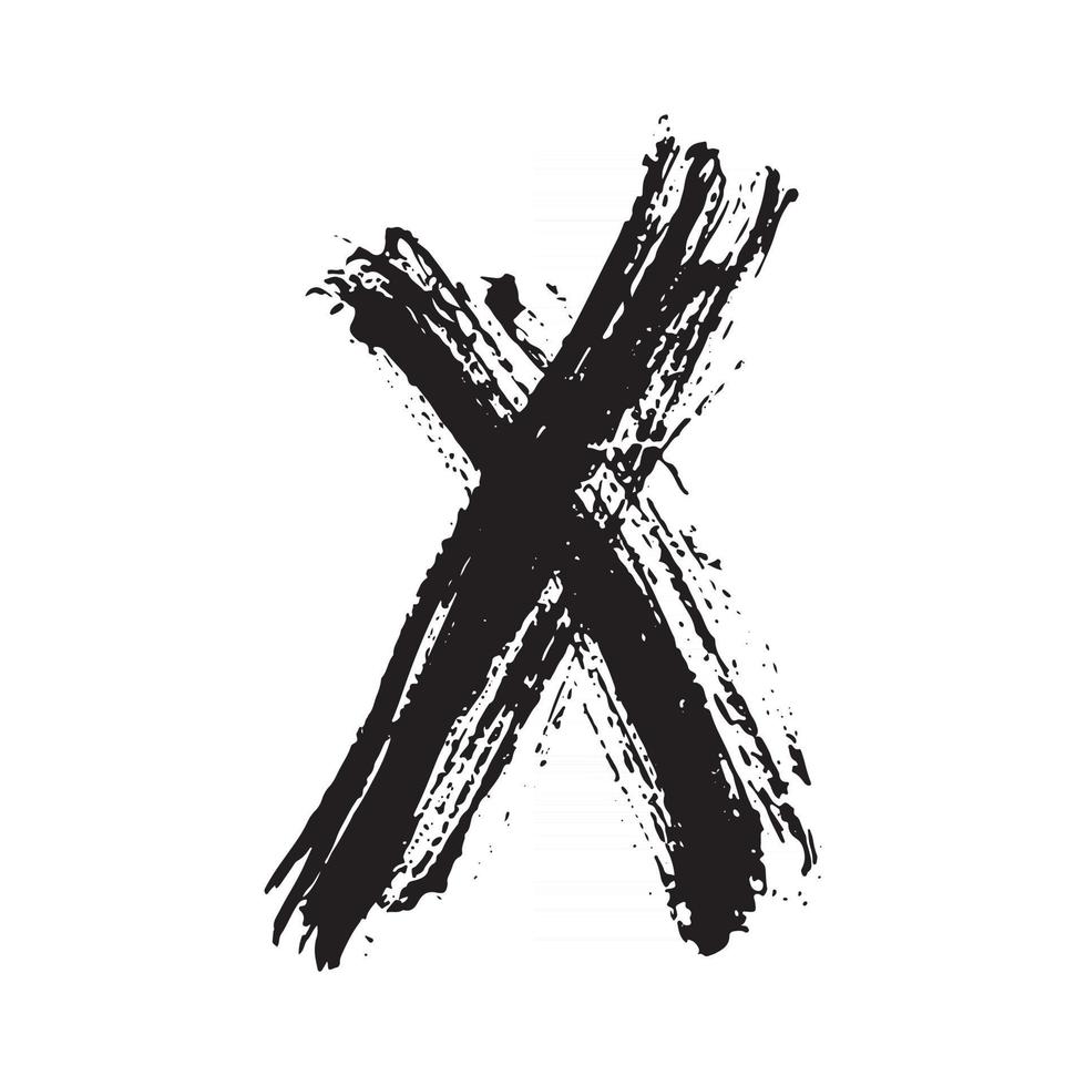 X Mark grunge textured hand drawn, vector illustration