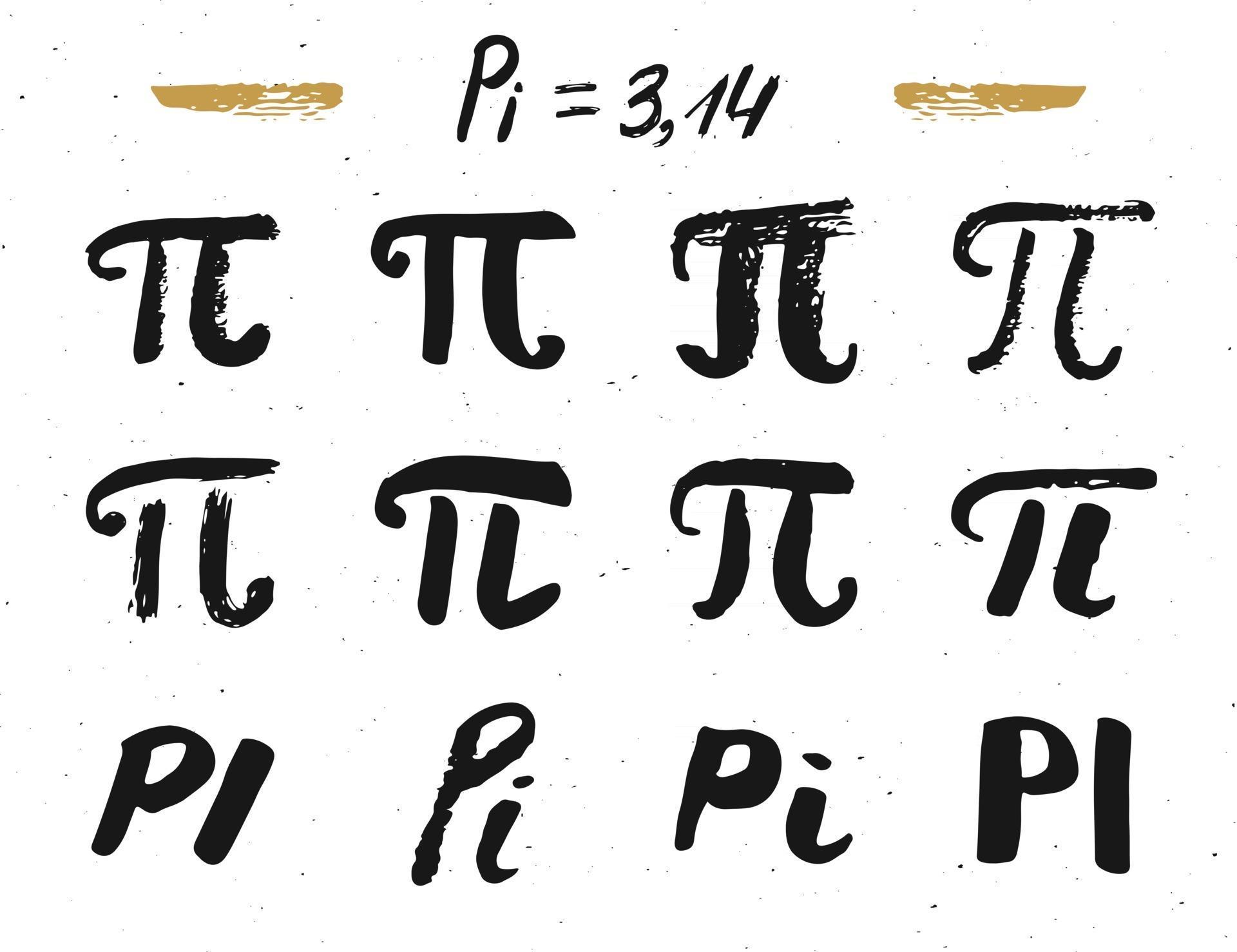Pi symbols hand drawn icons set , Grunge calligraphic mathematical sign