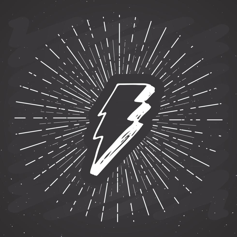 Lightning vintage label, Hand drawn sketch, grunge textured retro badge, typography design t-shirt print, vector illustration