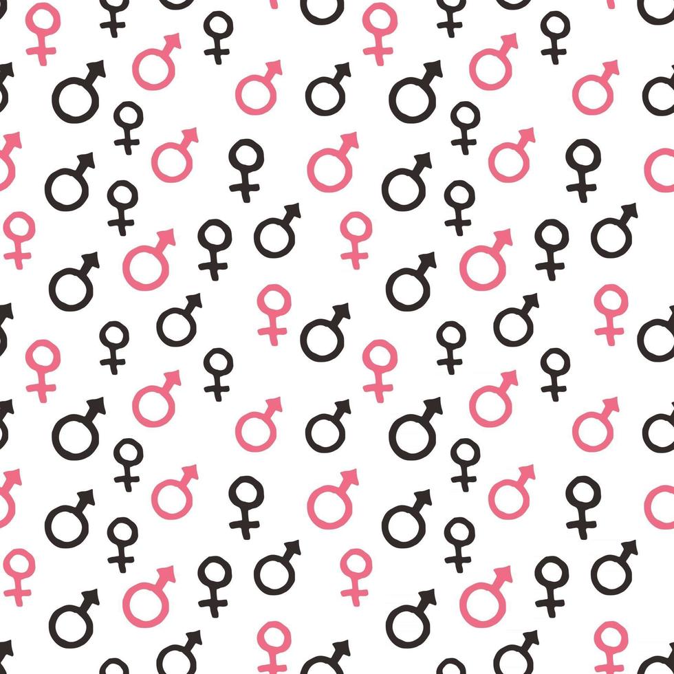 Mars and Venus seamless pattern vector illustration. Hand drawn sketched doodle gender background