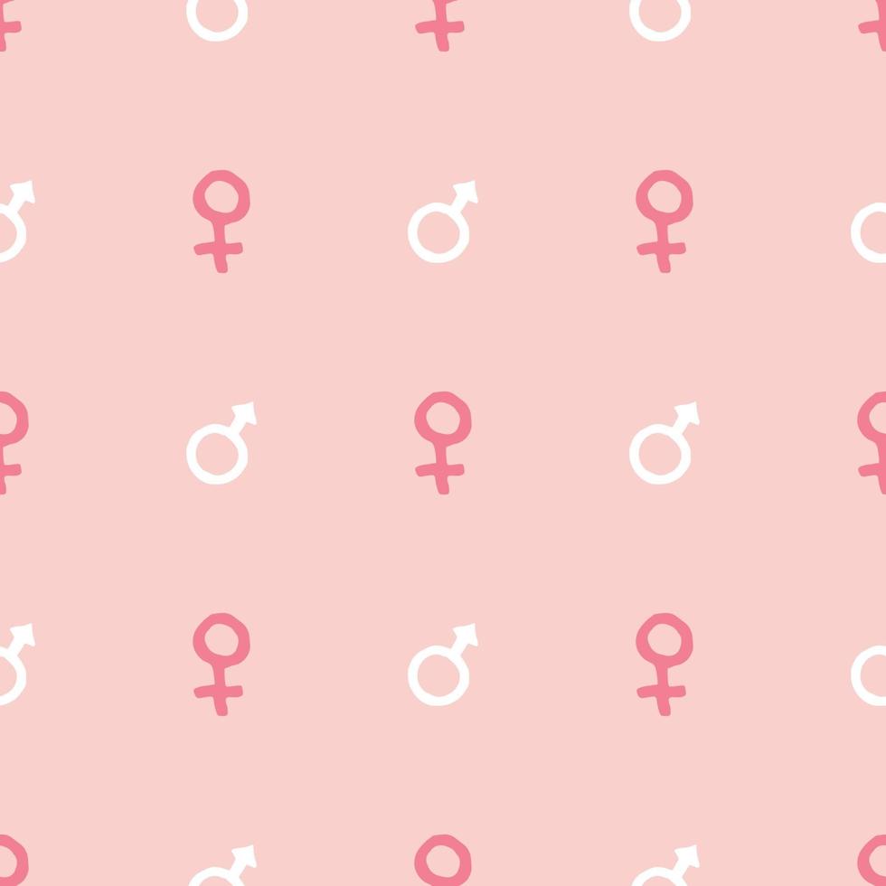 Mars and Venus seamless pattern vector illustration. Hand drawn sketched doodle gender background