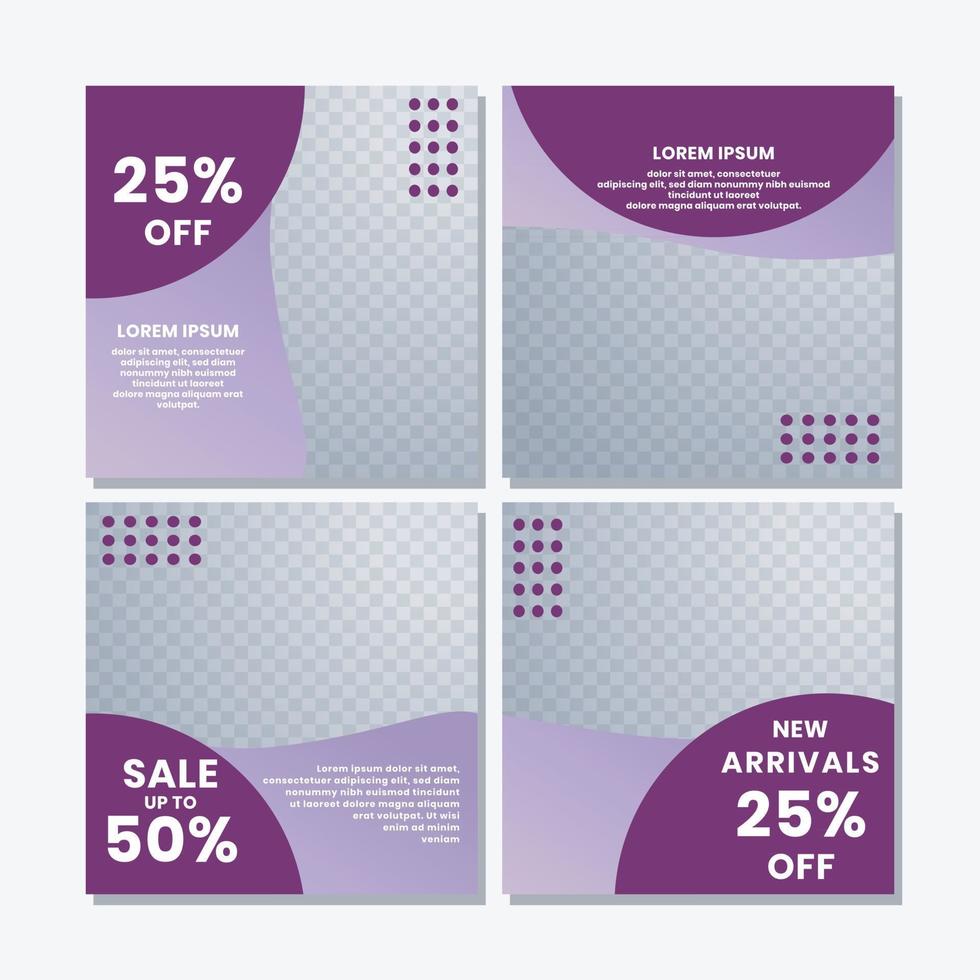 social media post templates for discounts, sales and offers. online media content promotions and marketing element. Square photo template for online ads, print flyer, brochures, cards, online ads vector