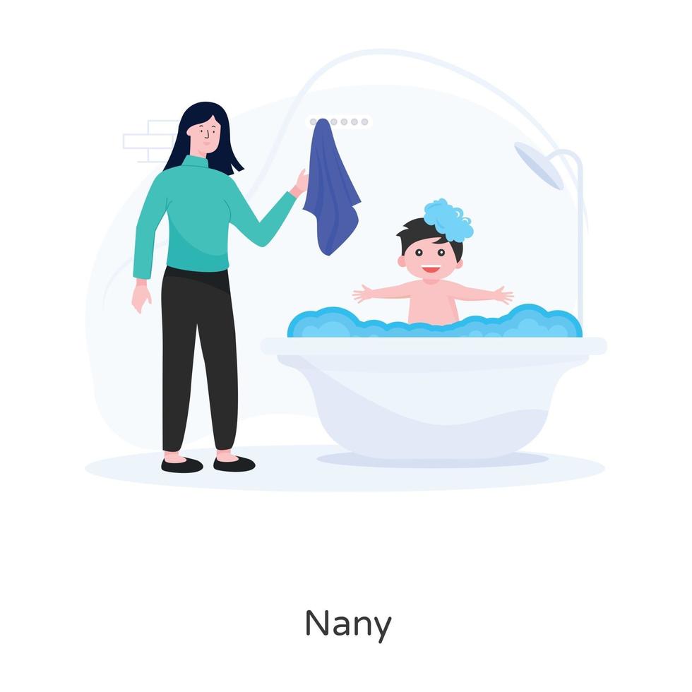 Nanny Bathing a Child vector
