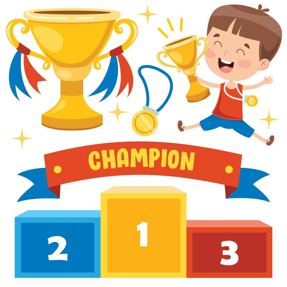 Little Kids Celebrating Championship Win vector