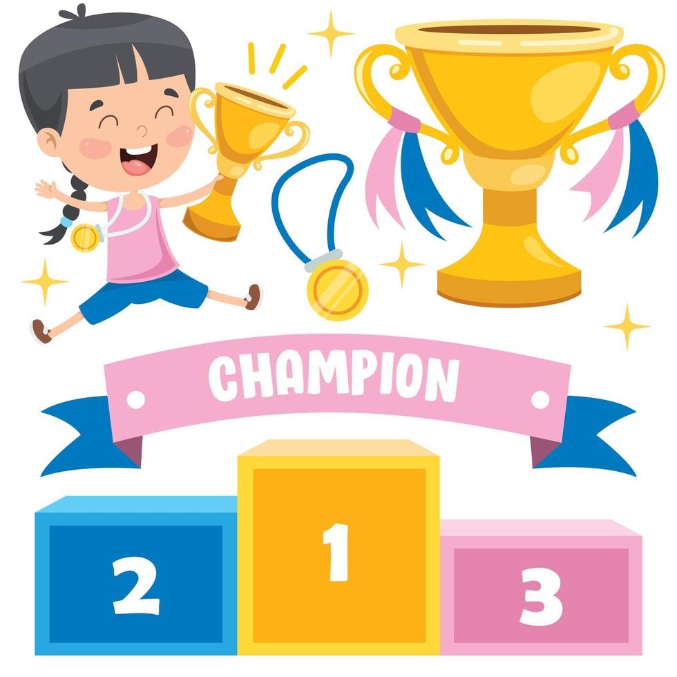 Little Kids Celebrating Championship Win vector