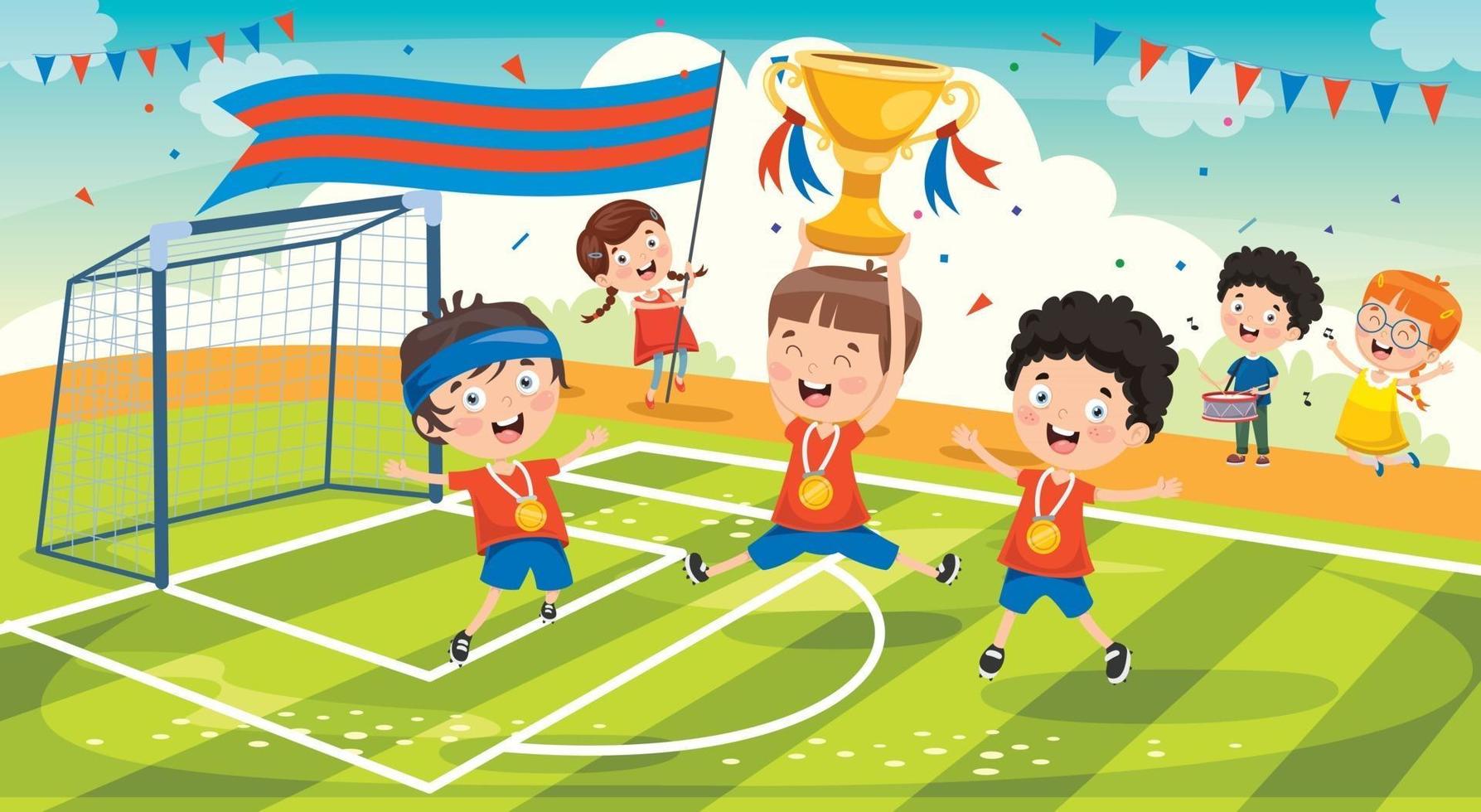 Little Kids Celebrating Championship Win vector