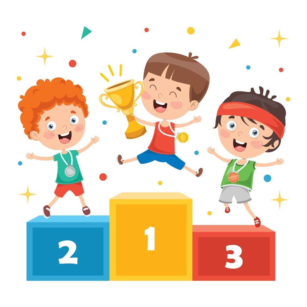 Little Kids Celebrating Championship Win vector