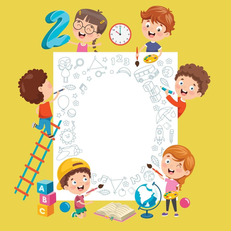 Cartoon Kids With A Frame With Copy Space vector