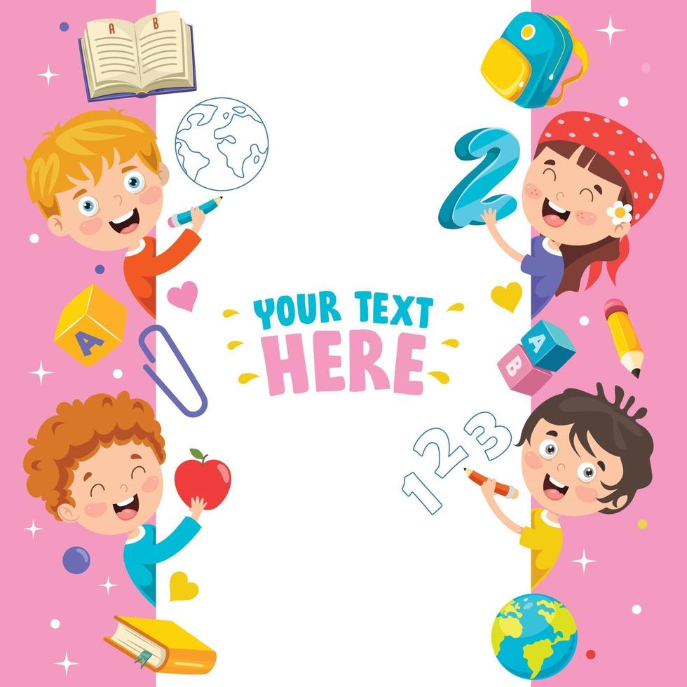 Cartoon Kids With A Frame With Copy Space vector