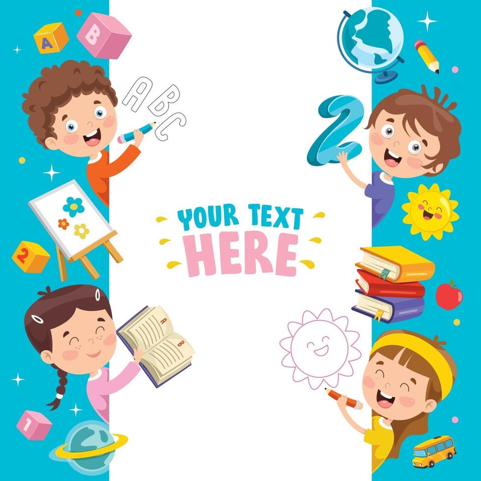 Cartoon Kids With A Frame With Copy Space vector