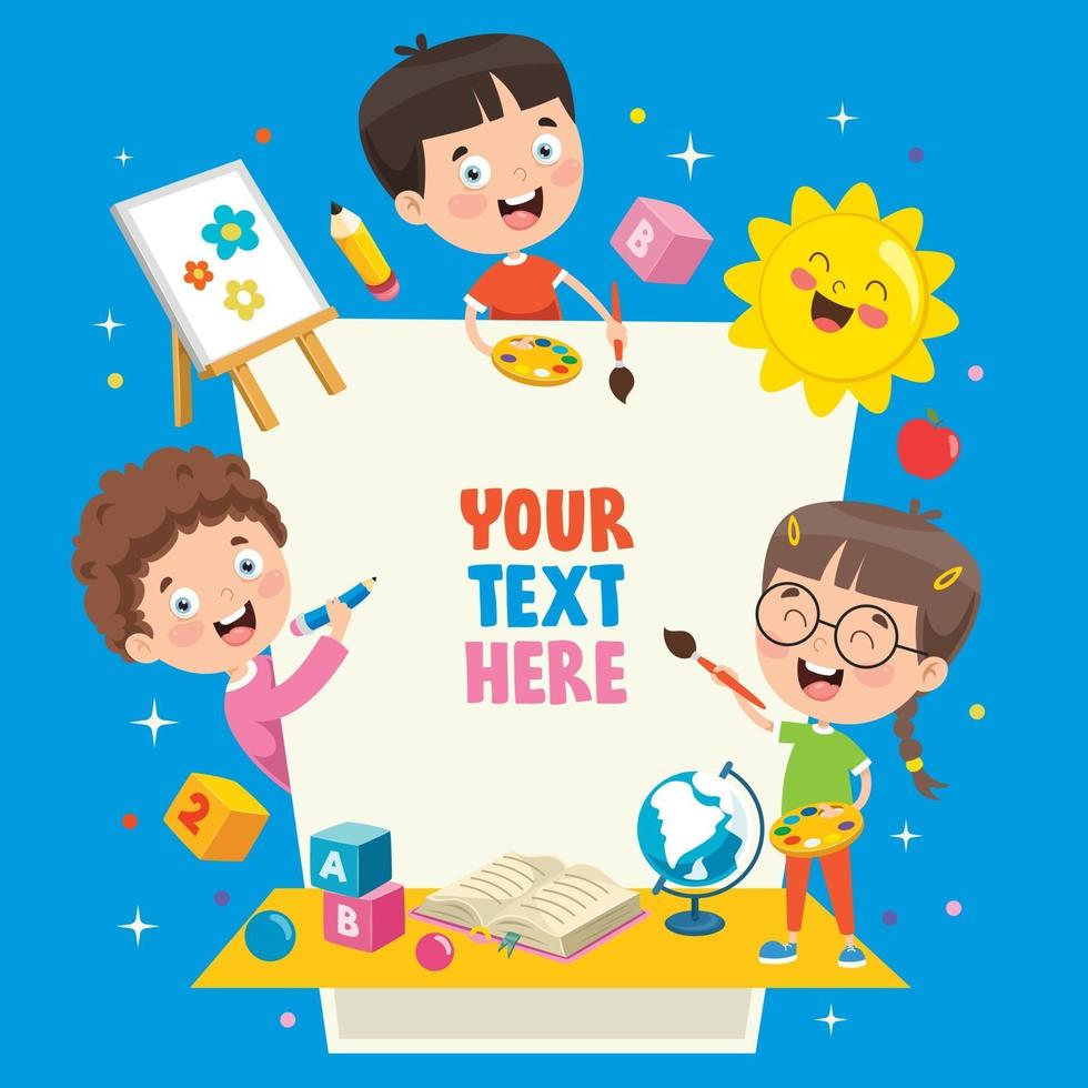 Cartoon Kids With A Frame With Copy Space vector