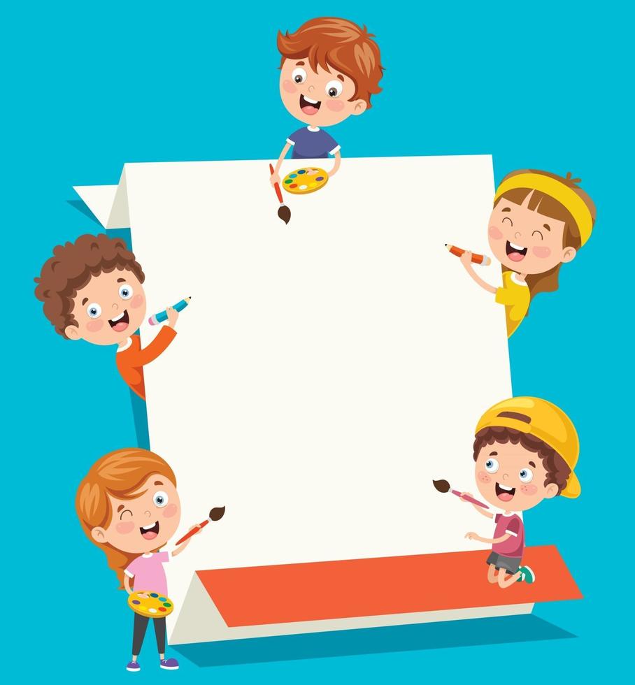 Cartoon Kids With A Frame With Copy Space vector