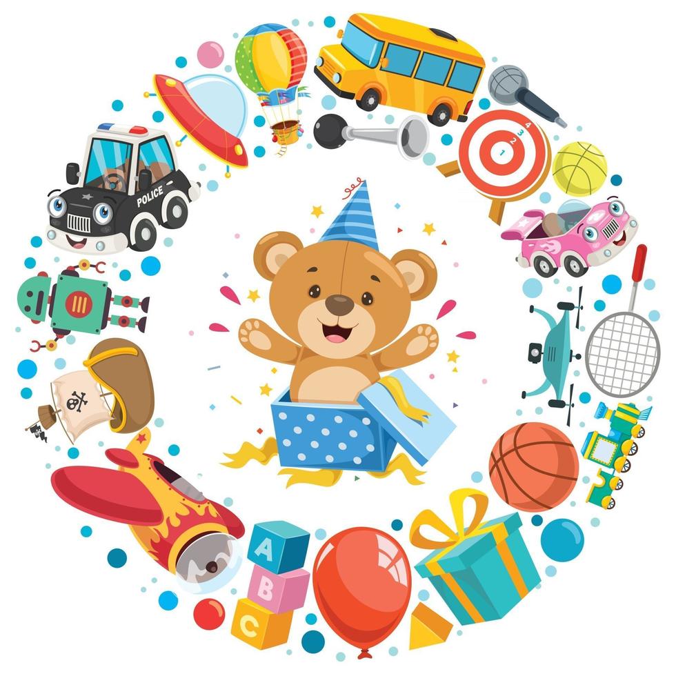 Funny Various Toys For Children vector