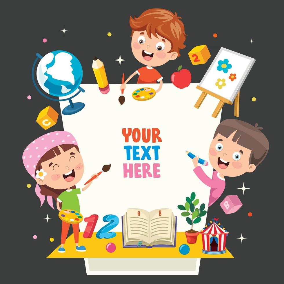 Cartoon Kids With A Frame With Copy Space vector