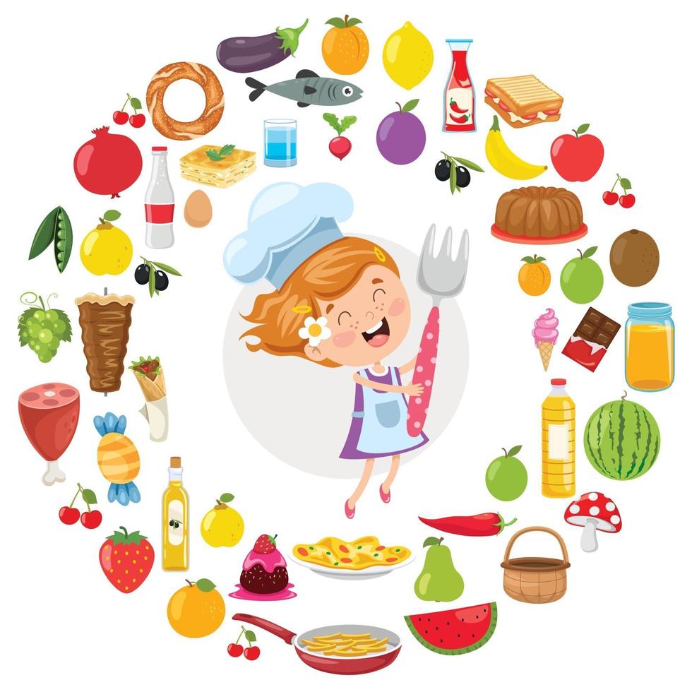 Happy Cute Little Chef Cooking vector