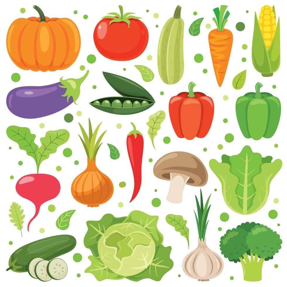 verduras frescas para una alimentación saludable vector