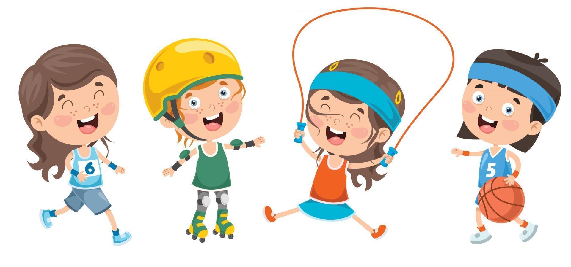 Ilustración vectorial de niños haciendo deporte