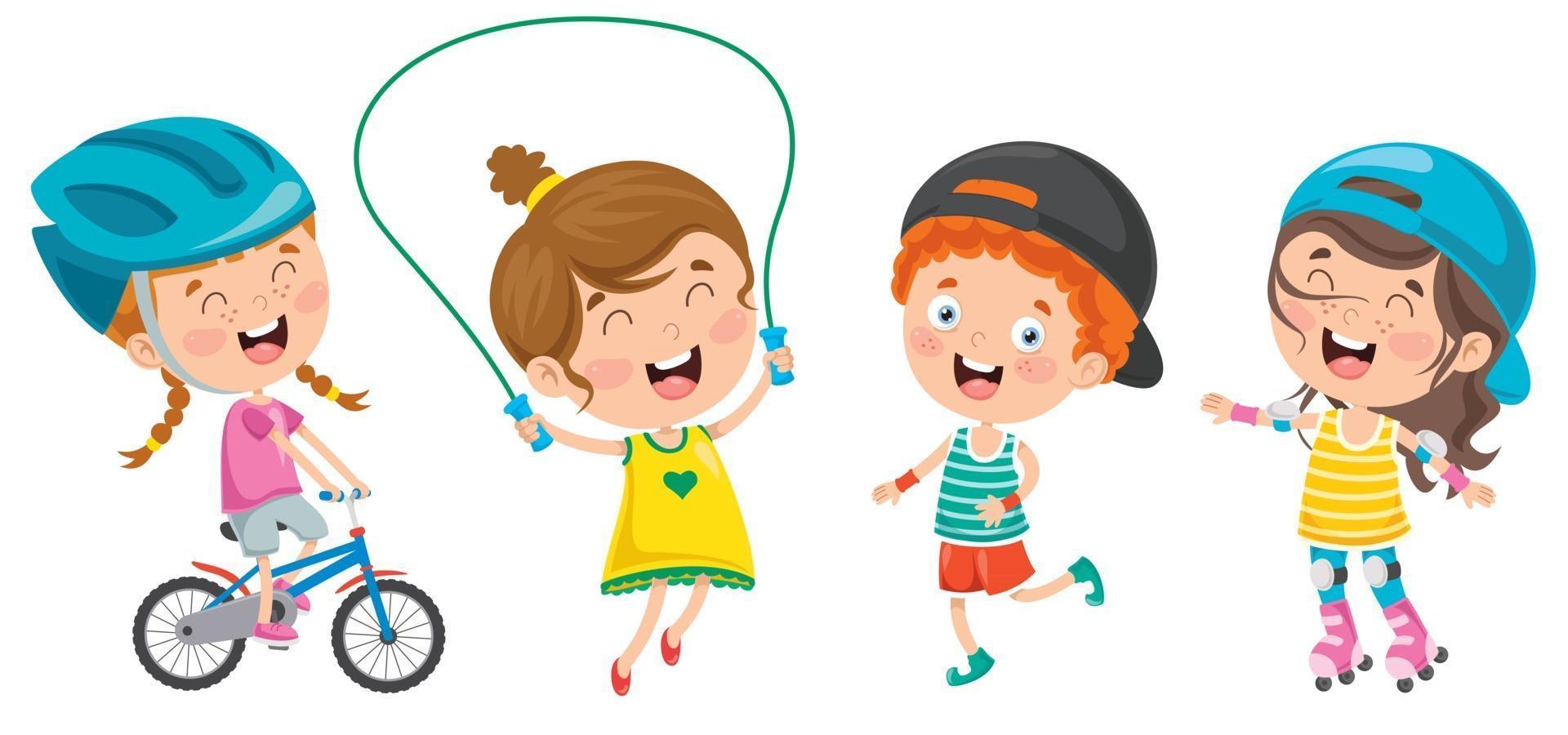 Little Happy Kids Making Sport vector