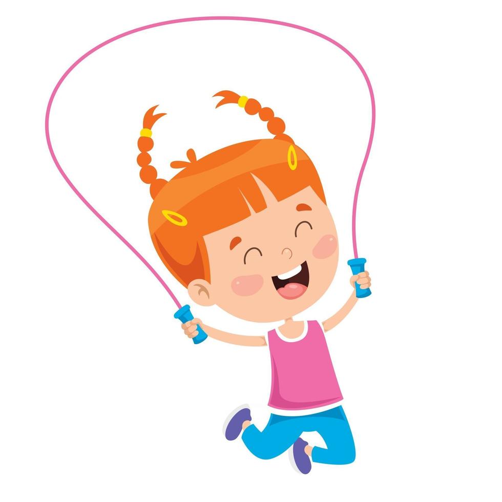 Little Happy Kid Skipping Rope vector