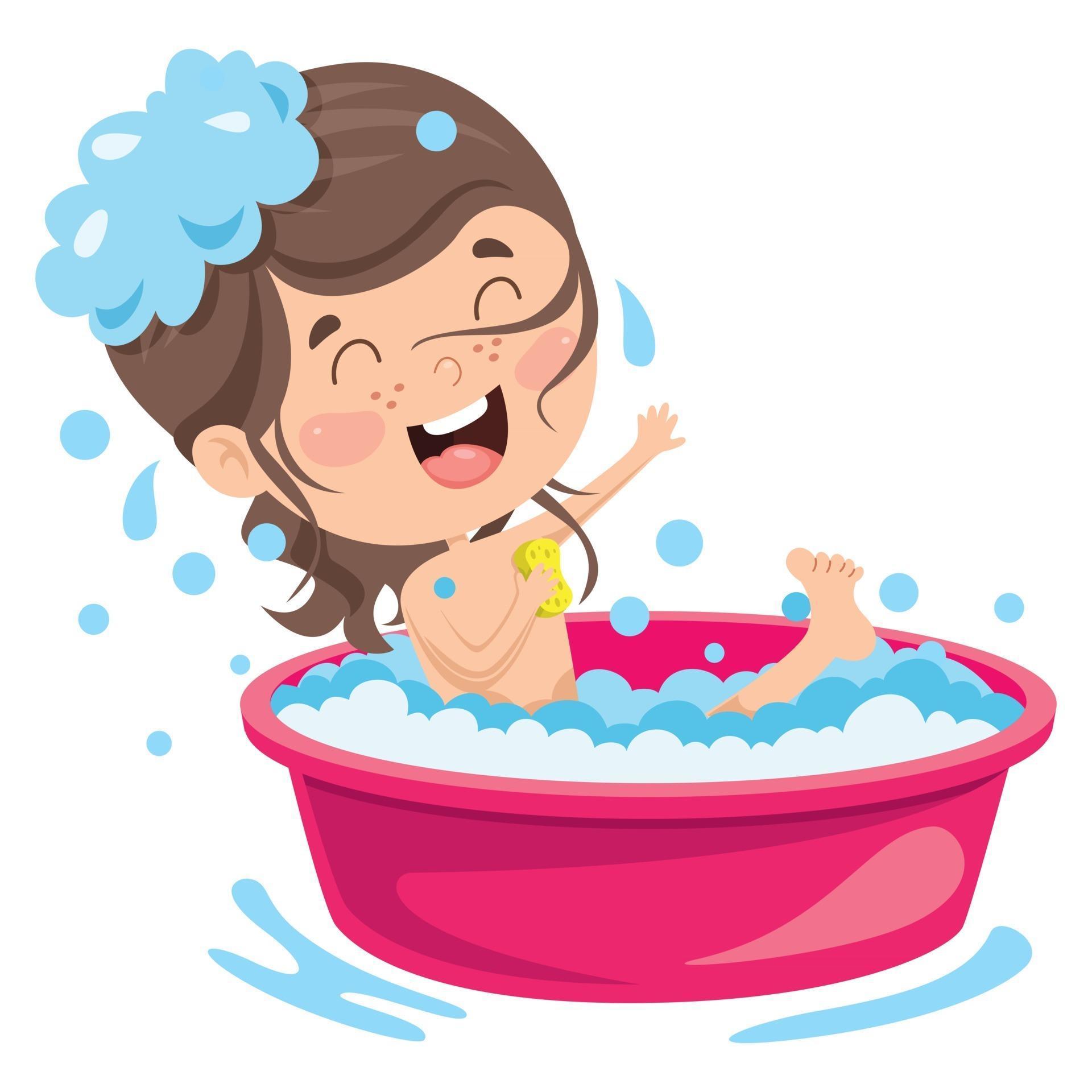 Funny Little Kid Having Bath 2710646 Vector Art at Vecteezy