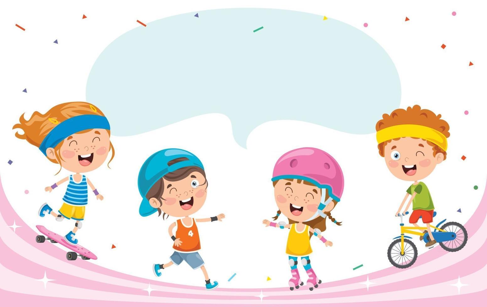 Little Happy Kids Making Sport vector