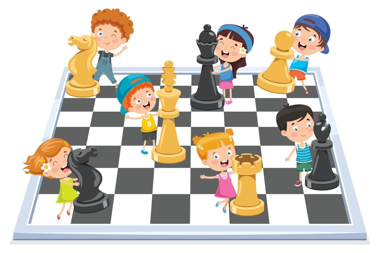 Chess Game Board And Pieces vector