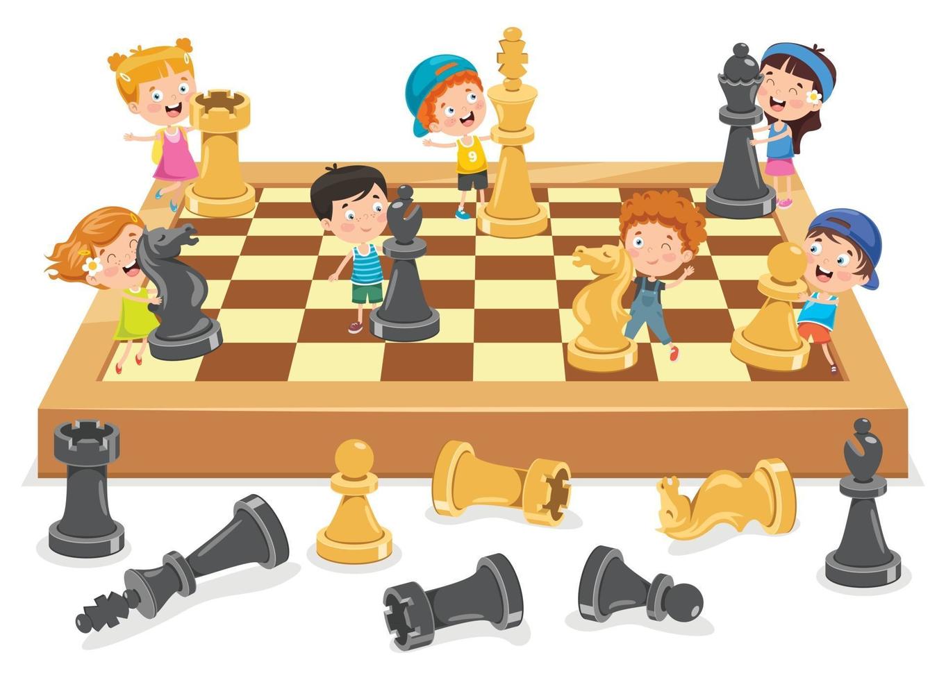 Chess Game Board And Pieces vector