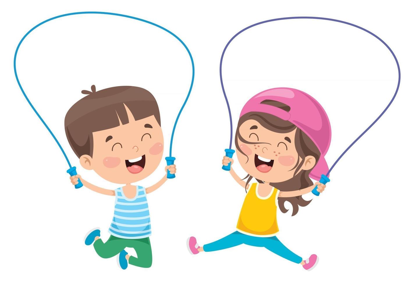 Little Happy Kid Skipping Rope vector